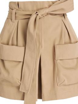 Skirt-effect cotton and wool-blend gabardine shorts