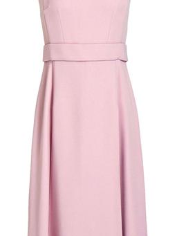 Belted pleated stretch-crepe midi dress