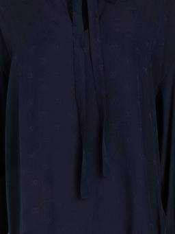 Pussy-bow silk-jacquard blouse