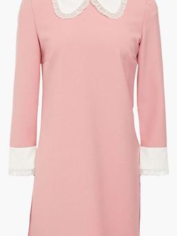 Point d'esprit-trimmed crepe de chine mini dress