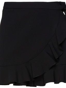 Skirt-effect ruffled crepe shorts