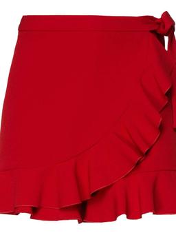 Skirt-effect ruffled crepe shorts