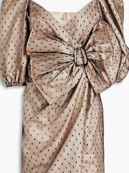 Bow-detailed point d'esprit and taffeta mini dress
