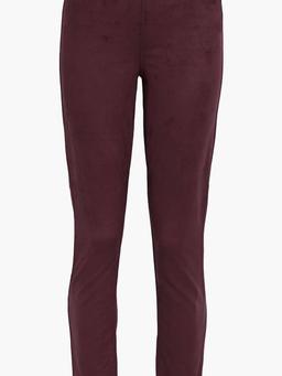 Embroidered faux suede slim-leg pants