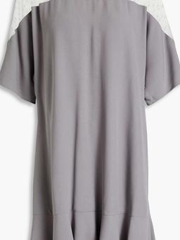 Point d'esprit-paneled crepe mini dress