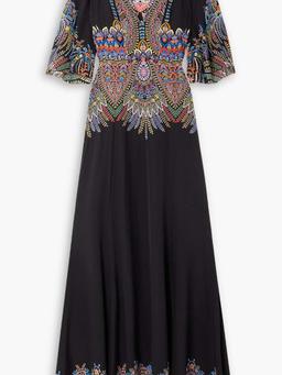 Burning printed silk-crepe maxi dress