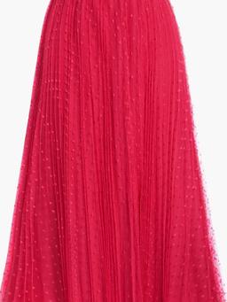 Pleated point d'esprit midi skirt