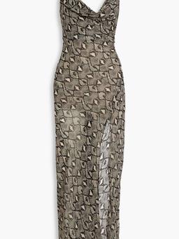 Portia draped printed silk-chiffon maxi dress