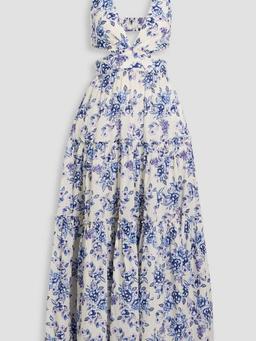 Carla cutout floral-print cotton maxi dress