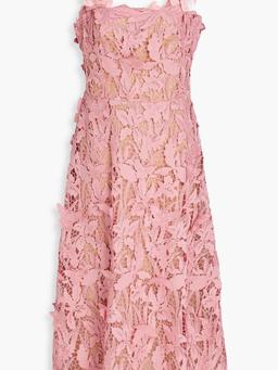 Flared guipure lace midi dress