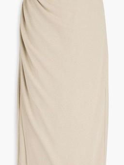 Draped knitted midi skirt