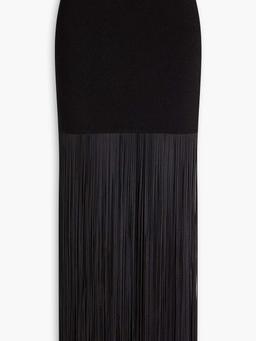 Fringed knitted maxi skirt