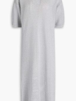 Metallic open-knit cotton-blend midi dress