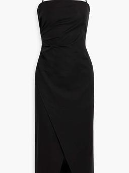 Charlotte wrap-effect cotton-blend halterneck midi dress