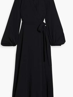 Cutout crepe midi wrap dress