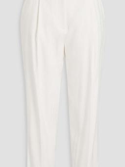 Sofia cropped belted linen-blend tapered pants