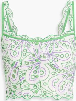 Tessa cropped broderie anglaise cotton-blend top