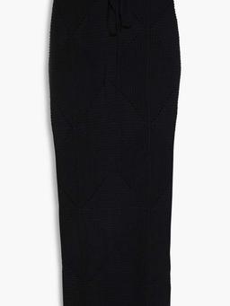 Ribbed wool and silk-blend maxi skirt