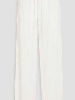 The Milly crinkled crepe de chine wide-leg pants
