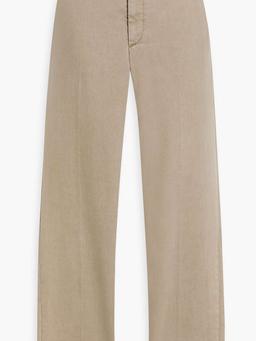 Cropped bead-embellished stretch cotton and Lyocell-blend slim-leg pants