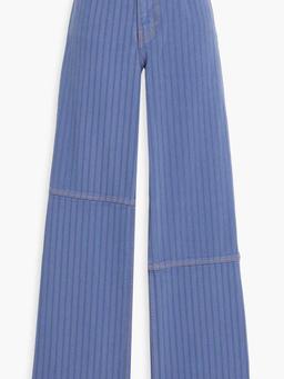 Striped high-rise straight-leg jeans