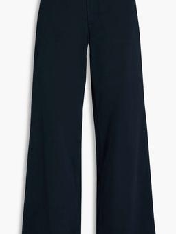 Cotton-blend twill wide-leg pants