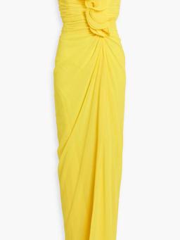 Strapless ruffled chiffon gown