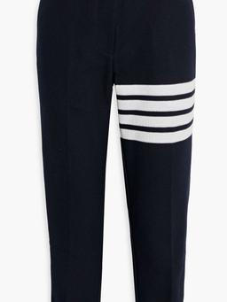 Cropped striped cotton-piqué tapered pants