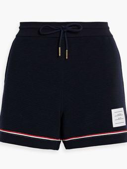 Striped ribbed cotton shorts