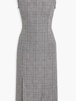 Frayed Prince of Wales checked linen-tweed midi dress