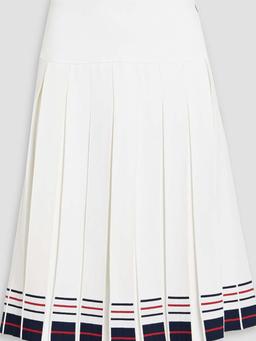 Striped pleated stretch-knit skirt