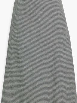 Striped cashmere-seersucker midi skirt