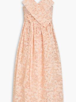Lilian embroidered organza midi wrap dress