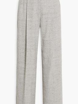 Pleated tweed wide-leg pants