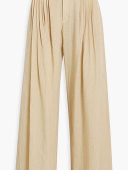 Pleated linen wide-leg pants