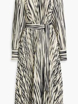 Carol pleated printed crepe midi dress