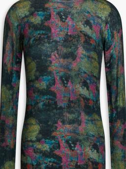 Printed cashmere turtleneck top