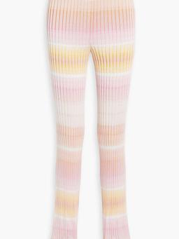 Striped ribbed-knit bootcut pants
