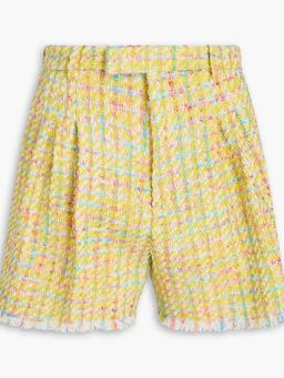 Frayed wool-blend tweed shorts