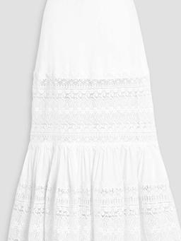 Viola guipure lace-paneled cotton-blend voile maxi skirt