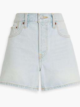 Distressed denim shorts