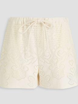 Pointelle-knit cotton-blend shorts