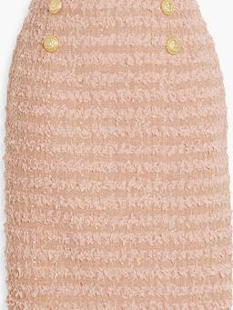 Frayed cotton-blend tweed mini skirt