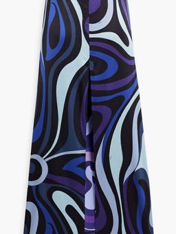 Printed silk-blend satin maxi skirt
