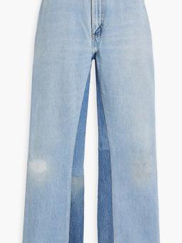 Distressed high-rise straight-leg jeans