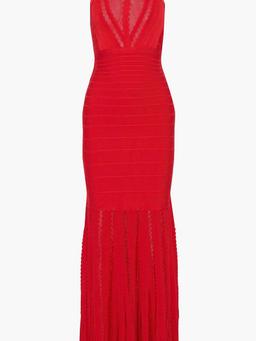 Burnout-effect bandage halterneck gown