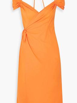 Romeo cold-shoulder cotton midi wrap dress