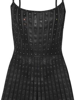 Swarovski crystal-embellished leather and tulle playsuit