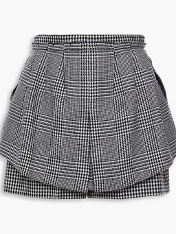 Layered Prince of Wales checked wool shorts