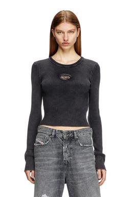 Diesel - Cropped jumper with cut-out logo - Tops - Woman - Black